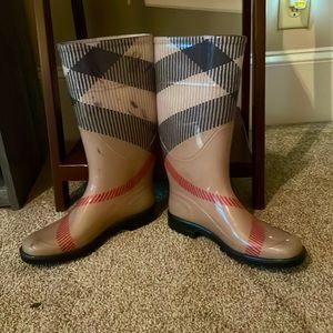 Burberry Diagonal Check Rain Boots Sz. 39